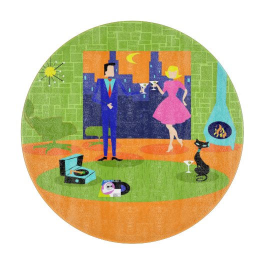 Retro Romantic Evening Couple Cutting Board Snijplank (Voorkant)