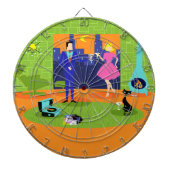 Retro Romantic Evening Couple Dart Board Dartbord (Voorkant)