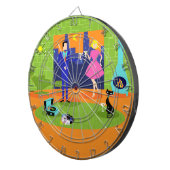 Retro Romantic Evening Couple Dart Board Dartbord (Voorkant Rechts)