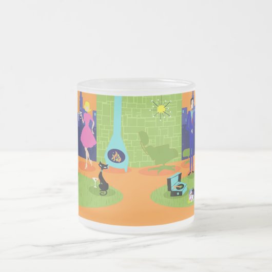 Retro Romantic Evening Couple Frosted Glass Mok (Center)