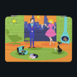 Retro Romantic Evening Couple iPad Mini Hoesje iPad Mini Cover<br><div class="desc">Dit Retro Romantic Evening Couple iPad Mini Hoesje ziet eruit als een scène uit een romantische humor uit 1960. Het minimalistische ontwerp is voorzien van een aantrekkelijk cartoon koppel in de woonkamer van een modern, stedelijk appartement uit het midden van de eeuw. De kamer is opvallend voorzien van een groene,...</div>