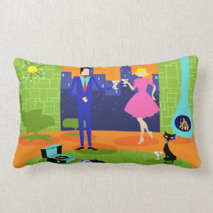 Retro Romantic Evening Couple Lumbar Pillow Kussen