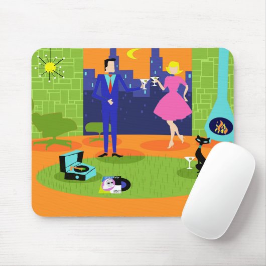 Retro Romantic Evening Couple Mousepad Muismat (Met muis)