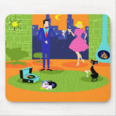 Retro Romantic Evening Couple Mousepad Muismat (Voorkant)