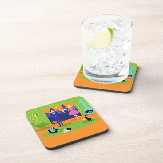 Retro Romantic Evening Couple Onderzetters (Rechterzijde)