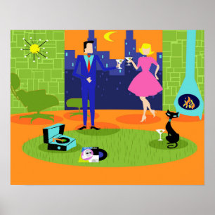 Retro Romantic Evening Couple Poster