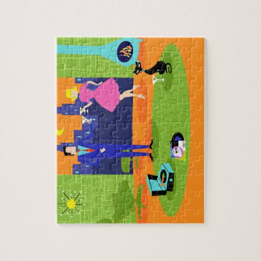 Retro Romantic Evening Couple Puzzle Legpuzzel (Verticaal)