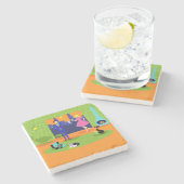 Retro Romantic Evening Couple Stone Onderzetter (Zijkant)