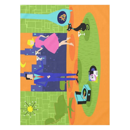 Retro Romantic Evening Couple Tablecloth Tafelkleed (Voorkant)