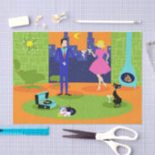 Retro Romantic Evening Couple Tissue Paper Tissuepapier (Craft)