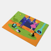 Retro Romantic Eving Couple Deurplaat Deurmat (Schuin)
