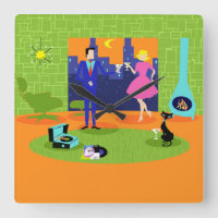 Retro Romantic Eving Couple Wall Clock