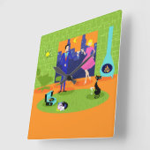 Retro Romantic Eving Couple Wall Clock Vierkante Klok (Hoek)