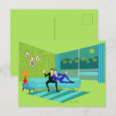 Retro Romantic Gay Couple Briefkaart Uitnodiging (Voorkant / Achterkant)
