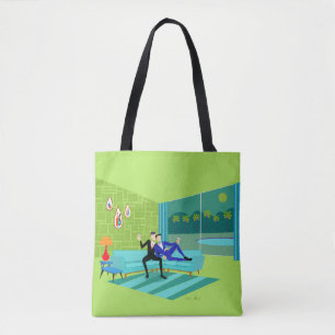 Retro Romantic Gay Couple Canvas tas