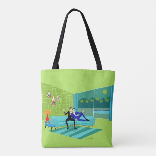 Retro Romantic Gay Couple Canvas tas (Achterkant)