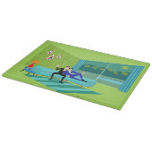 Retro Romantic Gay Couple Cutting Board Snijplank (Hoek)