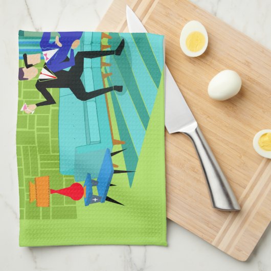 Retro Romantic Gay Couple Kitchen Towels Theedoek (Quarter Fold)