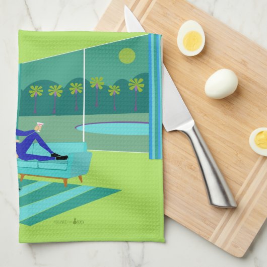 Retro Romantic Gay Couple Kitchen Towels Theedoek (Quarter Fold)