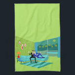 Retro Romantic Gay Couple Kitchen Towels Theedoek<br><div class="desc">Dit Retro Romantic Gay Couple Kitchen Towels ontwerp is gewoon geweldig! Het minimalistische kunstontwerp uit de jaren '60 biedt een aantrekkelijk koppel dat geniet van een romantische avond. Ze worden gesmokkeld op hun mooie, moderne turkooissectie, in hun Palm Springs thuis. De verfijnde, kalkgroene kamer is prominent voorzien van een groene...</div>