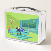 Retro Romantic Gay Couple Metal Lunch Box (Voorkant)