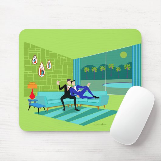 Retro Romantic Gay Couple Mousepad Muismat (Met muis)