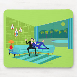 Retro Romantic Gay Couple Mousepad Muismat