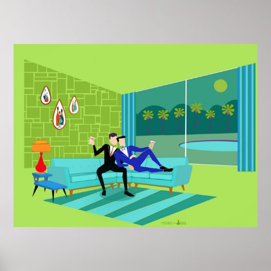 Retro Romantic Gay Couple Poster (Voorkant)