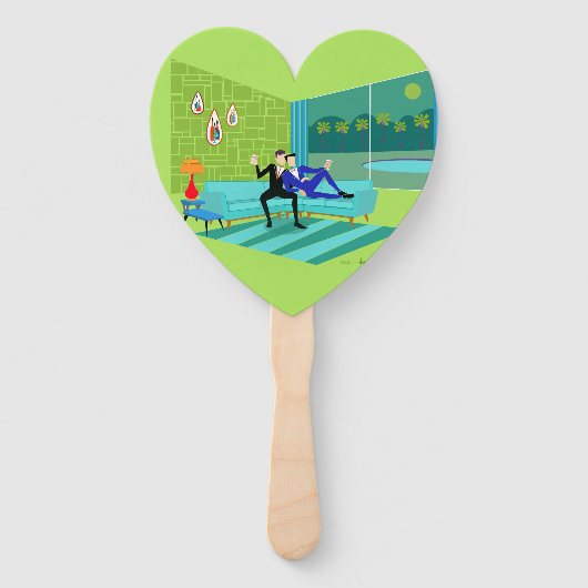 Retro Romantic Gay Couple set van ventilatoren Handwaaier (Voorkant)