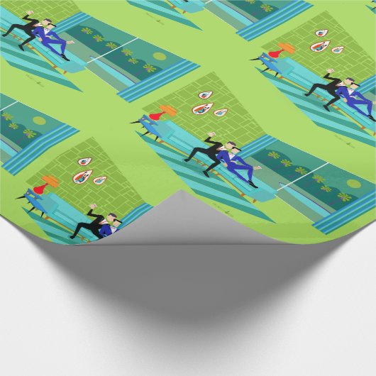 Retro Romantic Gay Couple Wrapping Paper Cadeaupapier (Hoek)
