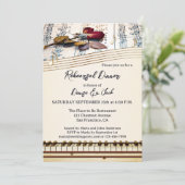 Retro Romantic Music Themed Rehearsal Dinner Kaart (Staand voorkant)