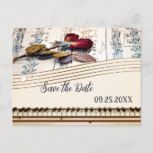Retro Romantic Music Themed Save the Date Aankondigingskaart (Voorkant)