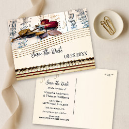 Retro Romantic Music Themed Save the Date Aankondigingskaart