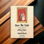 Retro Romantic Old Wedding Save the Date Kaart<br><div class="desc">Deze  retro-komische bruiloft is geschikt voor een moderne bruiloft. Het oude minimalistische ontwerp kenmerkt de  Retro Romantic Oude Weddenschap sparen de Uitnodiging van de Datum</div>