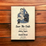 Retro Romantic Old Wedding Save the Date Kaart<br><div class="desc">Deze  retro-komische bruiloft is geschikt voor een moderne bruiloft. Het oude minimalistische ontwerp kenmerkt de  Retro Romantic Oude Weddenschap sparen de Uitnodiging van de Datum</div>