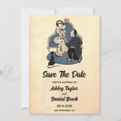  Retro Romantic Old Wedding Save the Date Kaart (Voorkant)