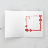 Retro Romantic Stitched Heart & Rose Petals Photo  Kaart (Binnen)