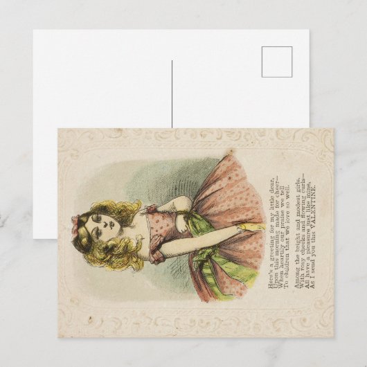 Retro Romantic Valentine's Day Card, 19th century Briefkaart (Voorkant / Achterkant)