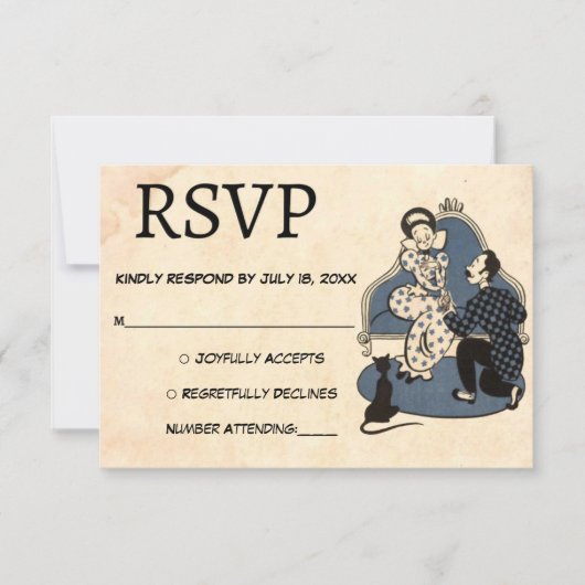  Retro Romantic Voorstel Oude Rustic Wedding RSVP Kaartje (Voorkant)
