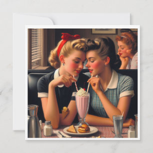 Retro Romantiek Feestdagenkaart