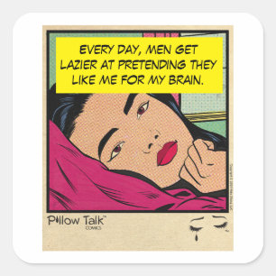 Retro Romantiek Vintage Strip: Slim Kussen Gesprek Vierkante Sticker