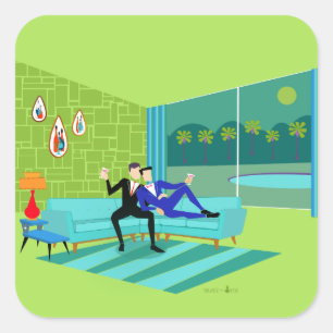 Retro Romantisch Gay Koppel Stickers
