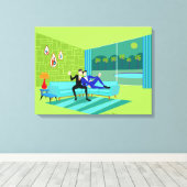 Retro Romantisch Gay Koppel Uitgerekt Canvas Afdruk (Insitu (Houten vloer))