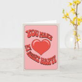 Retro Romantisch Hart Roze en Rode Valentijnsdag Kaart (Gele Bloem)