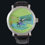 Retro romantisch homoseksueel paar horloge<br><div class="desc">Dit Retro Romantische Gay Couple eWatch ontwerp is gewoon geweldig! De jaren 60 stijl, minimalistische kunst ontwerp beschikt over een aantrekkelijk stel genieten van een romantische avond. Ze zijn opgeknuffeld op hun mooie, moderne turquoise secties, in hun Palm Springs huis. De verfijnde, kalkgroene kamer heeft een schuine groene stenen muur,...</div>