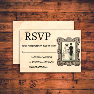  Retro Romantisch Paar 50s Classic Wedding RSVP Kaartje