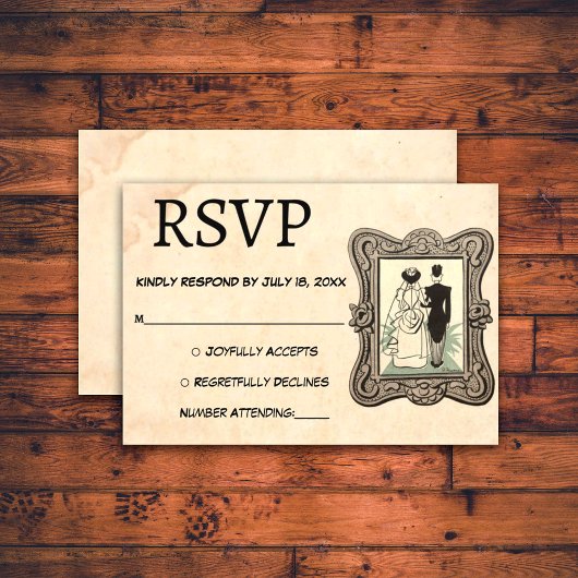  Retro Romantisch Paar 50s Classic Wedding RSVP Kaartje