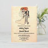 Retro Romantisch paar 50s stripboek bruiloft Kaart (Staand voorkant)