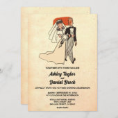 Retro Romantisch paar 50s stripboek bruiloft Kaart (Voorkant / Achterkant)
