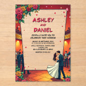 Retro Romantisch paar Comic Book Style Wedding Acryl Uitnodigingen (Voorkant)